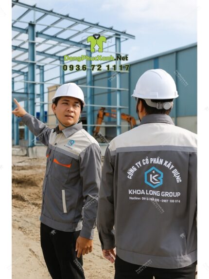 Áo bảo hộ lao động vải pangrim in logo Khoa Long Group