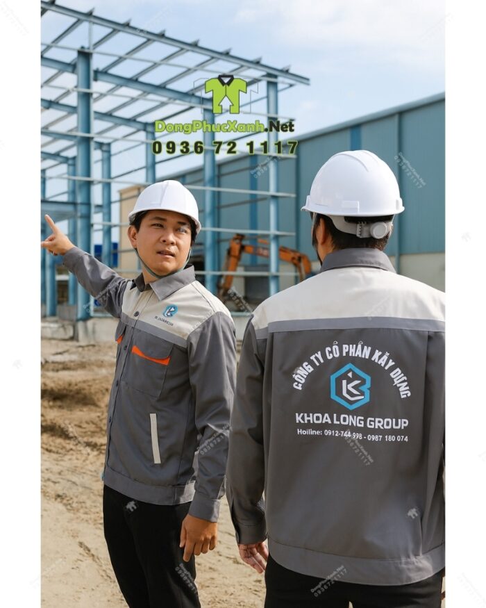 Áo bảo hộ lao động vải pangrim in logo Khoa Long Group