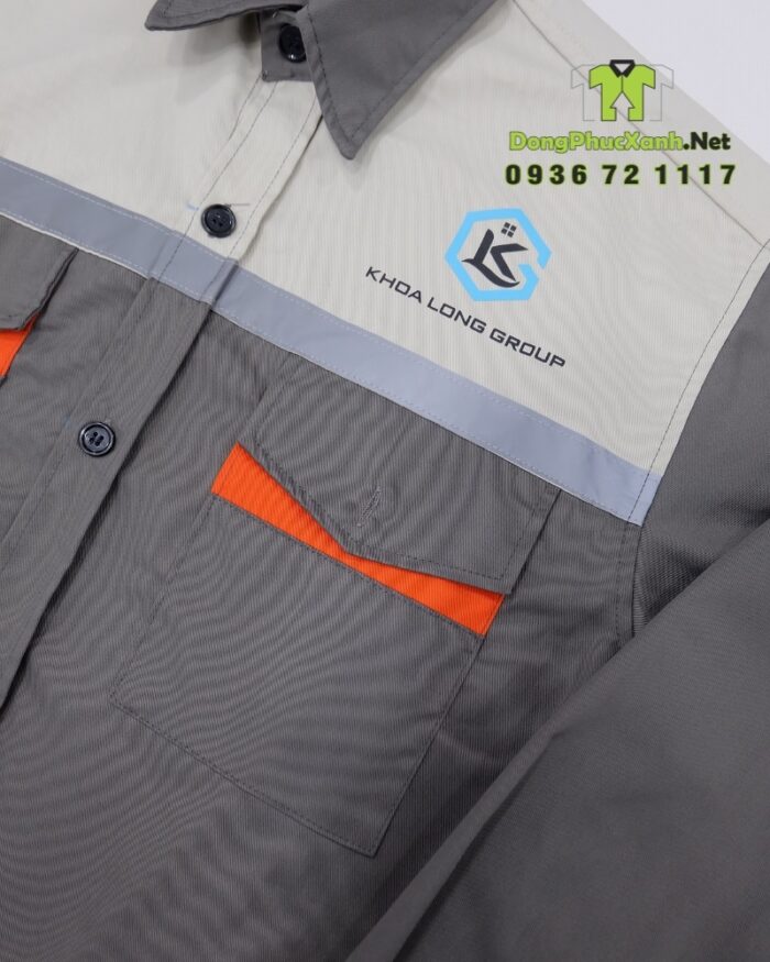 Áo bảo hộ lao động vải pangrim in logo Khoa Long Group