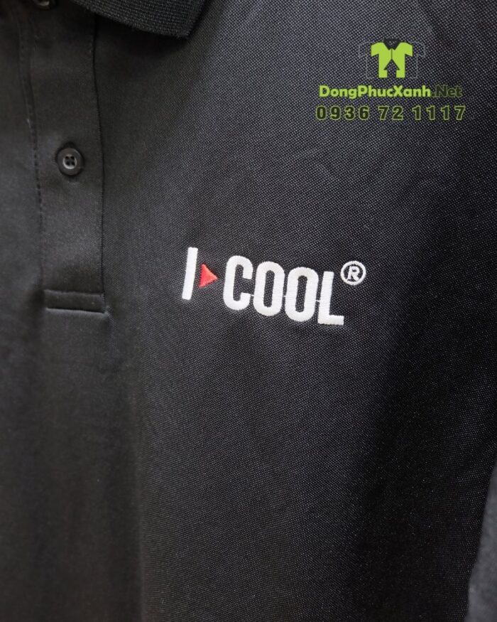 Đồng phục nhân viên Icool áo sơ mi đen, thêu logo thương hiệu nổi bật