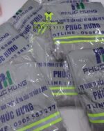 Áo gile kỹ sư màu xám, vải kaki 65 phối lưới, in logo Phúc Hưng, phản quang nổi bật