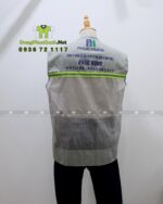 Áo gile kỹ sư màu xám, vải kaki 65 phối lưới, in logo Phúc Hưng, phản quang nổi bật