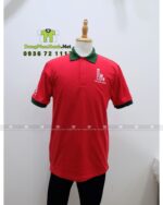 Áo thun đồng phục The Long Coffee cổ trụ màu đỏ nổi bật