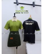 Áo thun đồng phục quán trà sữa Ún Đy, chất cá sấu poly, thiết kế thoải mái, in logo nổi bật