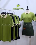 Áo thun đồng phục quán trà sữa Ún Đy, chất cá sấu poly, thiết kế thoải mái, in logo nổi bật