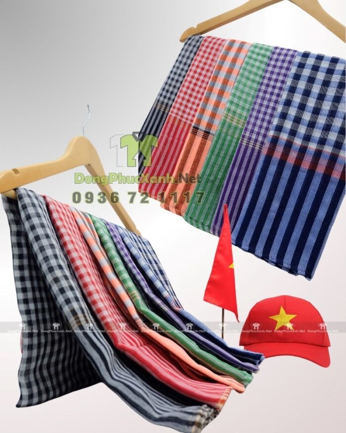 Bảng màu khăn rằn Nam Bộ chất liệu poly mềm, kích thước 125x50cm, nhiều màu sắc lựa chọn