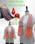 Khăn rằn Nam Bộ màu cam sọc caro kích thước 125x50cm, kiểu dáng truyền thống