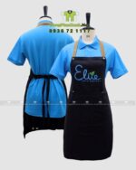 Tạp dề Elite màu đen cho giáo viên và màu xanh cho học sinh.