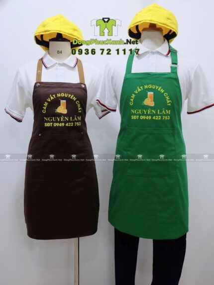 Tạp dề kaki pha chế in logo Cam Vắt Nguyễn Lâm nổi bật