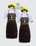 Tạp dề kaki pha chế in logo Cam Vắt Nguyễn Lâm nổi bật