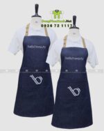 Tạp dề tiệm nails vải denim jean thêu logo Bella Beauty