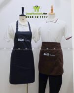 Tạp dề dài và tạp dề ngắn đồng phục quán cà phê in logo BÁO Coffee