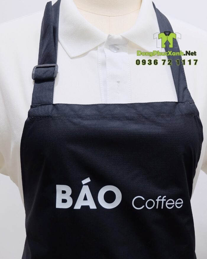 Tạp dề dài và tạp dề ngắn đồng phục quán cà phê in logo BÁO Coffee
