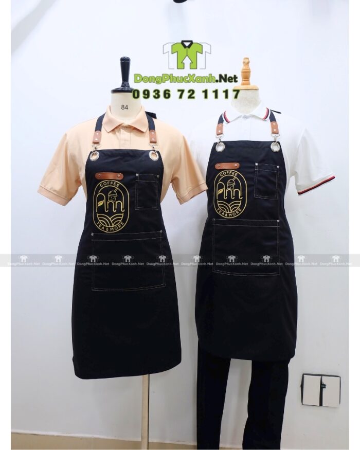 Tạp dề Ann Coffee màu đen in logo nổi bật và tinh tế