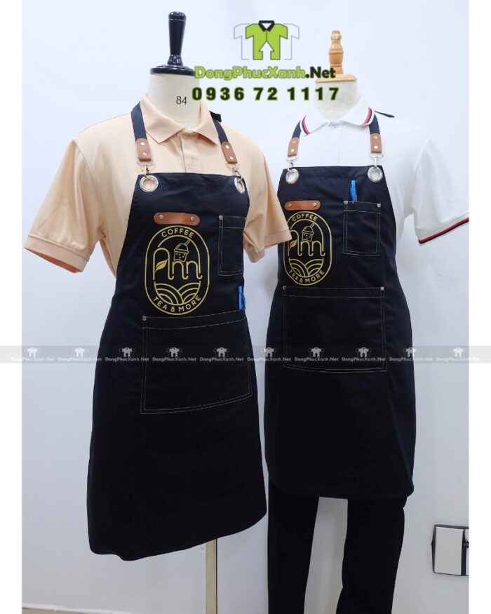 Tạp dề Ann Coffee màu đen in logo nổi bật và tinh tế
