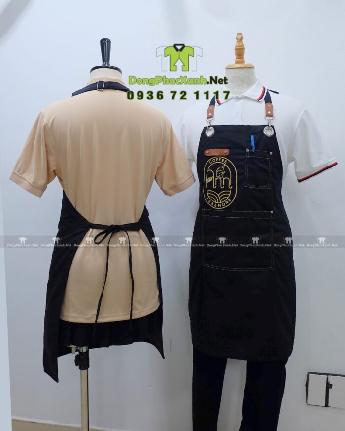Tạp dề Ann Coffee màu đen in logo nổi bật và tinh tế