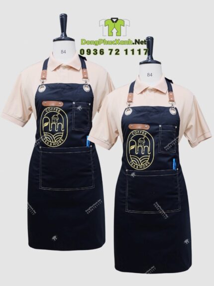 Tạp dề Ann Coffee màu đen in logo nổi bật và tinh tế