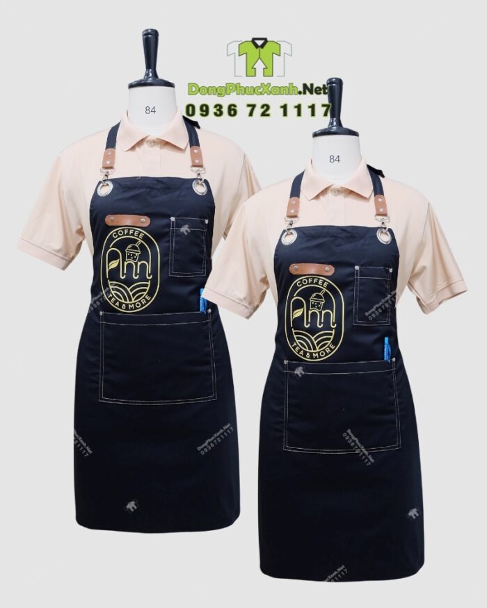 Tạp dề Ann Coffee màu đen in logo nổi bật và tinh tế
