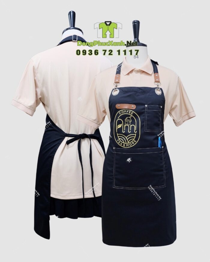 Tạp dề Ann Coffee màu đen in logo nổi bật và tinh tế