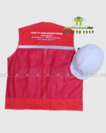 Áo gile kỹ sư phản quang Rooms House màu đỏ phối lưới