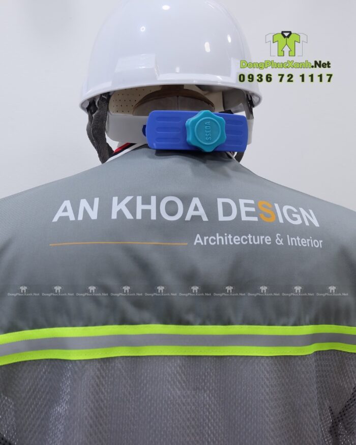 Áo gile phản quang màu xám An Khoa Design phối lưới có túi