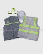 Áo gile phản quang màu xám An Khoa Design phối lưới có túi