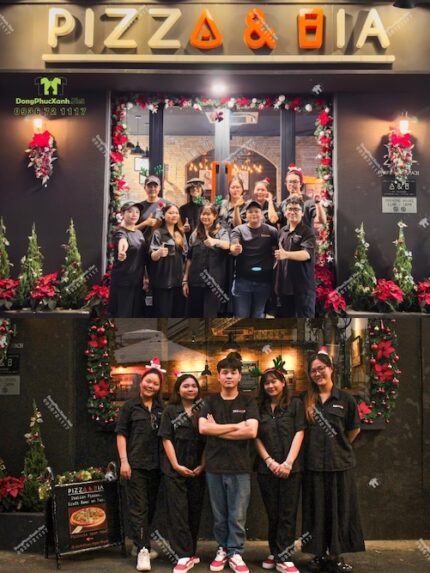 Áo sơ mi đồng phục nhân viên phục vụ Pizza & Bia màu đen