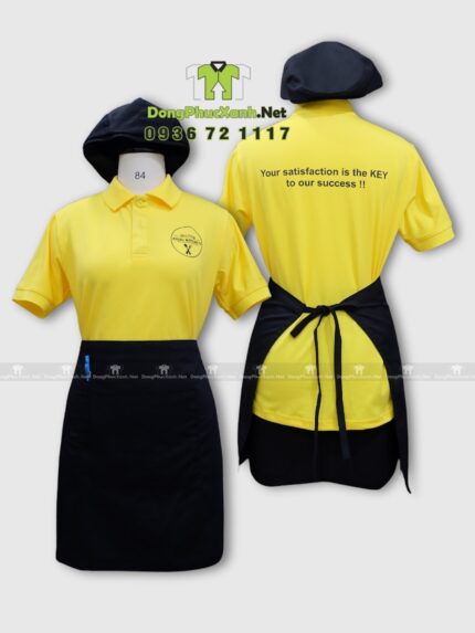 Áo thun đồng phục nhân viên Asian Kitchen màu vàng cổ trụ