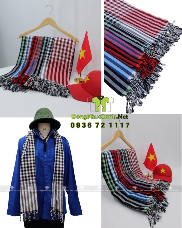 Khăn rằn Nam Bộ giá rẻ sọc đen trắng truyền thống 160×60cm vải cotton mềm