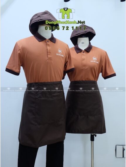 Đồng phục tiệm chè Chè Bảo Ngọc gồm áo thun, tạp dề, nón