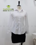 Áo sơ mi đồng phục phục vụ PHO CITY thêu logo trên cổ áo