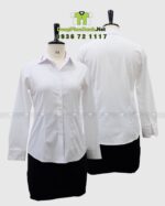 Áo sơ mi đồng phục phục vụ PHO CITY thêu logo trên cổ áo