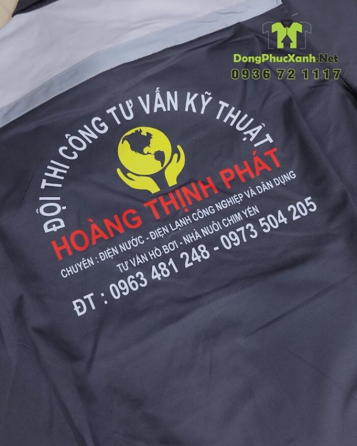 Đồng phục công nhân kỹ thuật Hoàng Thịnh Phát xám phối vàng