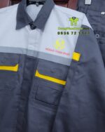 Đồng phục công nhân kỹ thuật Hoàng Thịnh Phát xám phối vàng