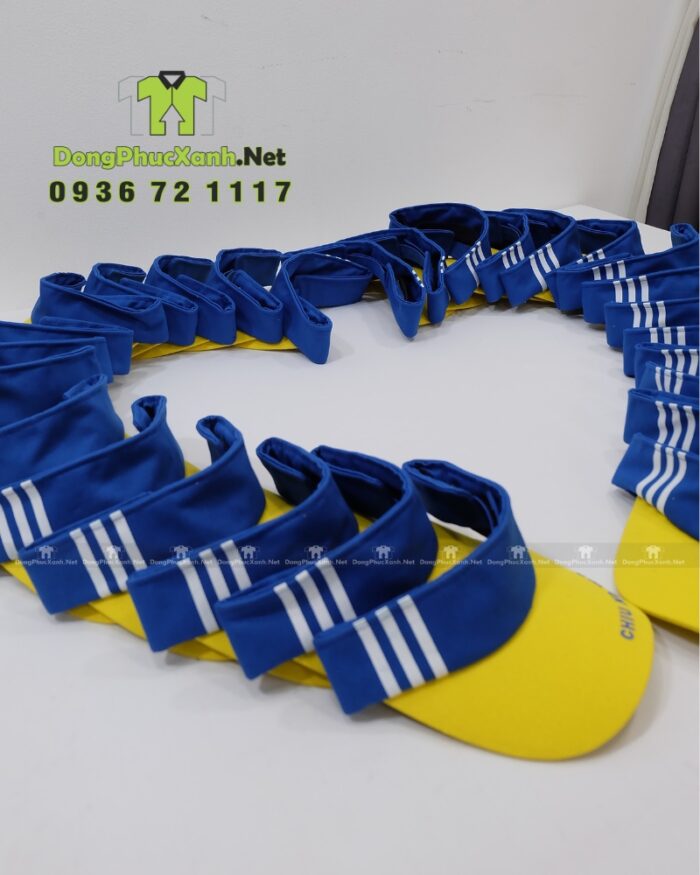 Nón nửa đầu đồng phục Chiu Ko Tao màu xanh vàng in logo