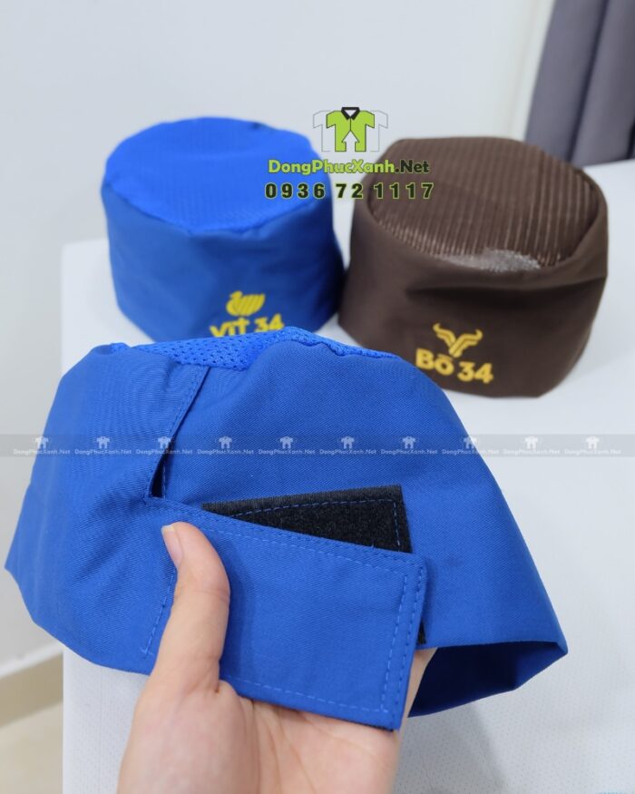 Nón phục vụ Bò 34 và Vịt 34 thêu logo có lưới thoáng khí