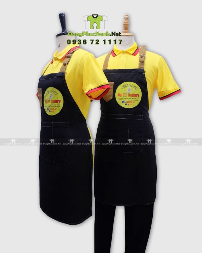 Áo thun đồng phục tiệm bánh Nụ Vũ Bakery kết hợp tạp dề Kaki Hàn cao cấp