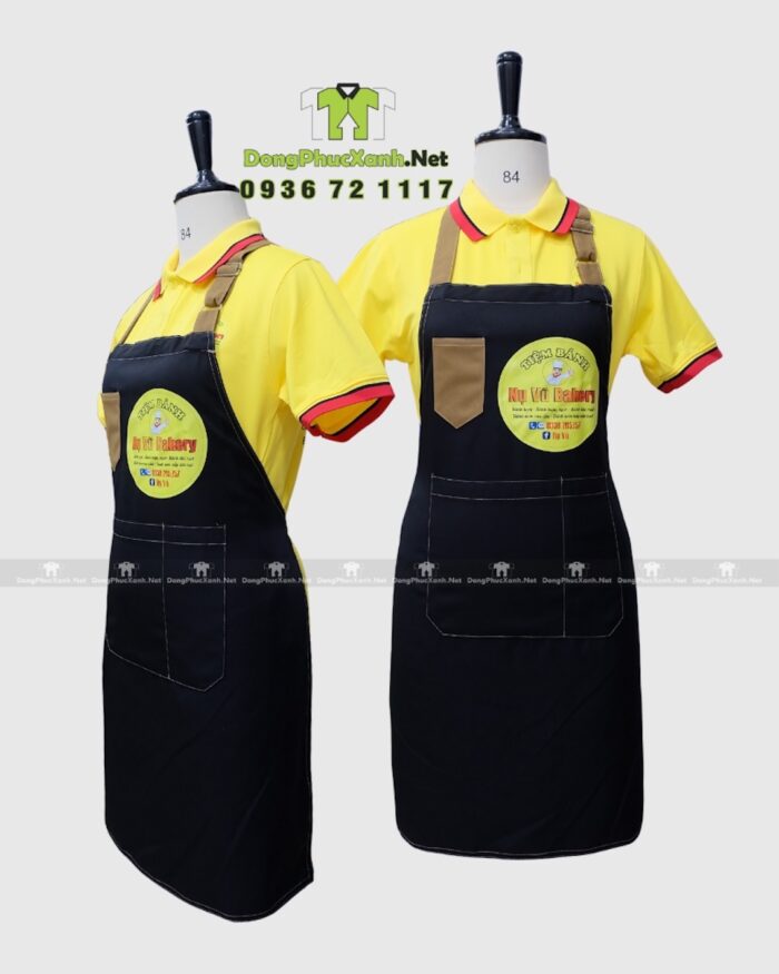 Áo thun đồng phục tiệm bánh Nụ Vũ Bakery kết hợp tạp dề Kaki Hàn cao cấp
