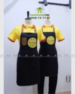 Áo thun đồng phục tiệm bánh Nụ Vũ Bakery kết hợp tạp dề Kaki Hàn cao cấp