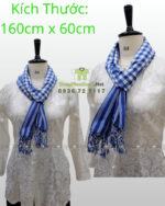 Khăn rằn Nam Bộ màu xanh biển, vải cotton mềm kích thước 160×60cm