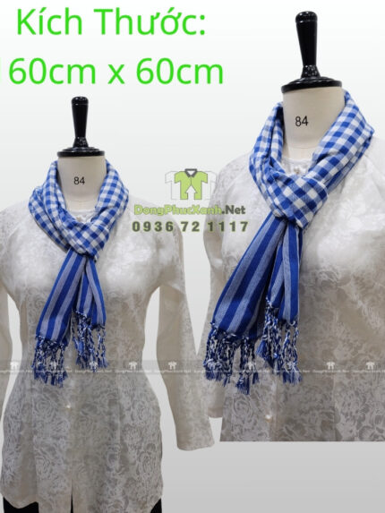 Khăn rằn Nam Bộ màu xanh biển, vải cotton mềm kích thước 160×60cm