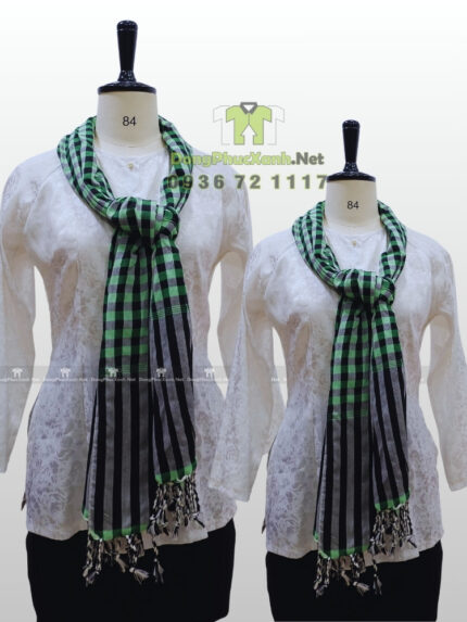 Khăn rằn Nam Bộ màu xanh lá, vải cotton mềm, kích thước 160×60cm giá rẻ