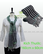 Khăn rằn Nam Bộ màu xanh lá, vải cotton mềm, kích thước 160×60cm giá rẻ