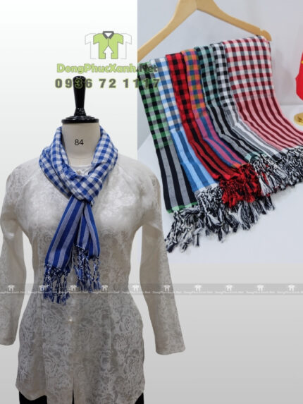 Khăn rằn Nam Bộ màu xanh biển, vải cotton mềm kích thước 160×60cm