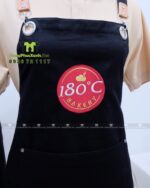 Tạp dề đồng phục màu đen 180C Bakery phối da chất liệu kaki cotton