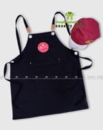Tạp dề đồng phục màu đen 180C Bakery phối da chất liệu kaki cotton