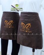 Tạp dề dáng ngắn Doorio Coffee màu nâu vải kaki 65/35