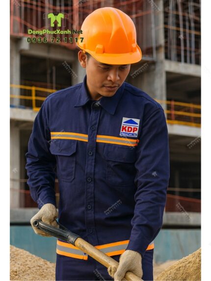 Đồng phục công nhân xây dựng vải kaki 65/35 có phản quang