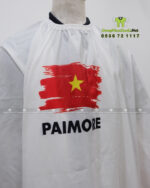 Áo choàng tóc in logo PAIMORE vải dù màu trắng in cờ Việt Nam