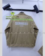 Áo gile kỹ sư 2TCO.,Ltd kaki 65/35 phối lưới, in logo, phản quang